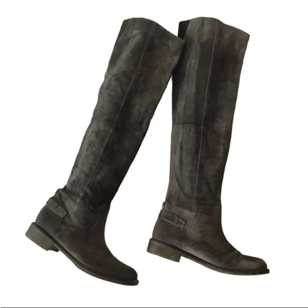BOUTIQUE 9 Boot ANTHROPOLOGIE NICHOLA Boho Suede Leather Gray Brown Black Size 8